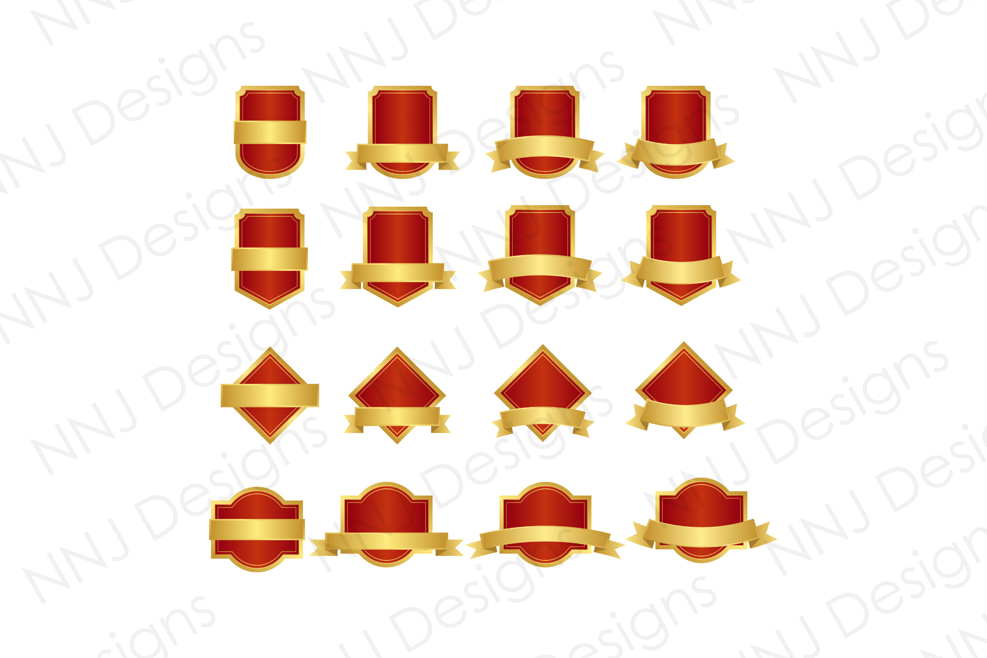 16 Gold & Red Label PNG Bundle
