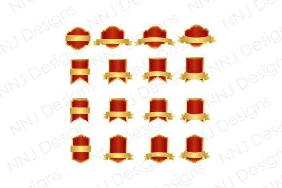 16 Gold & Red Label PNG Bundle