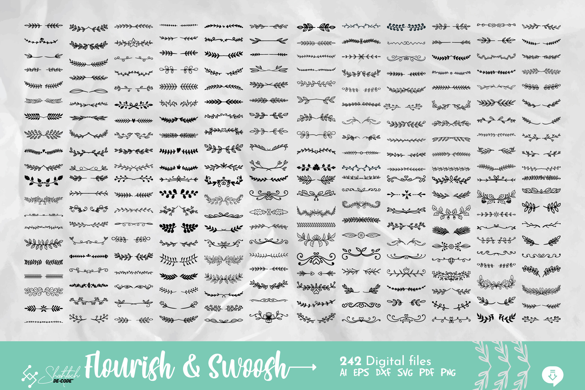 242 Flourish, Swoosh, Wedding Decorative