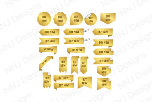 25 Buy Now Gold Label PNG Bundle