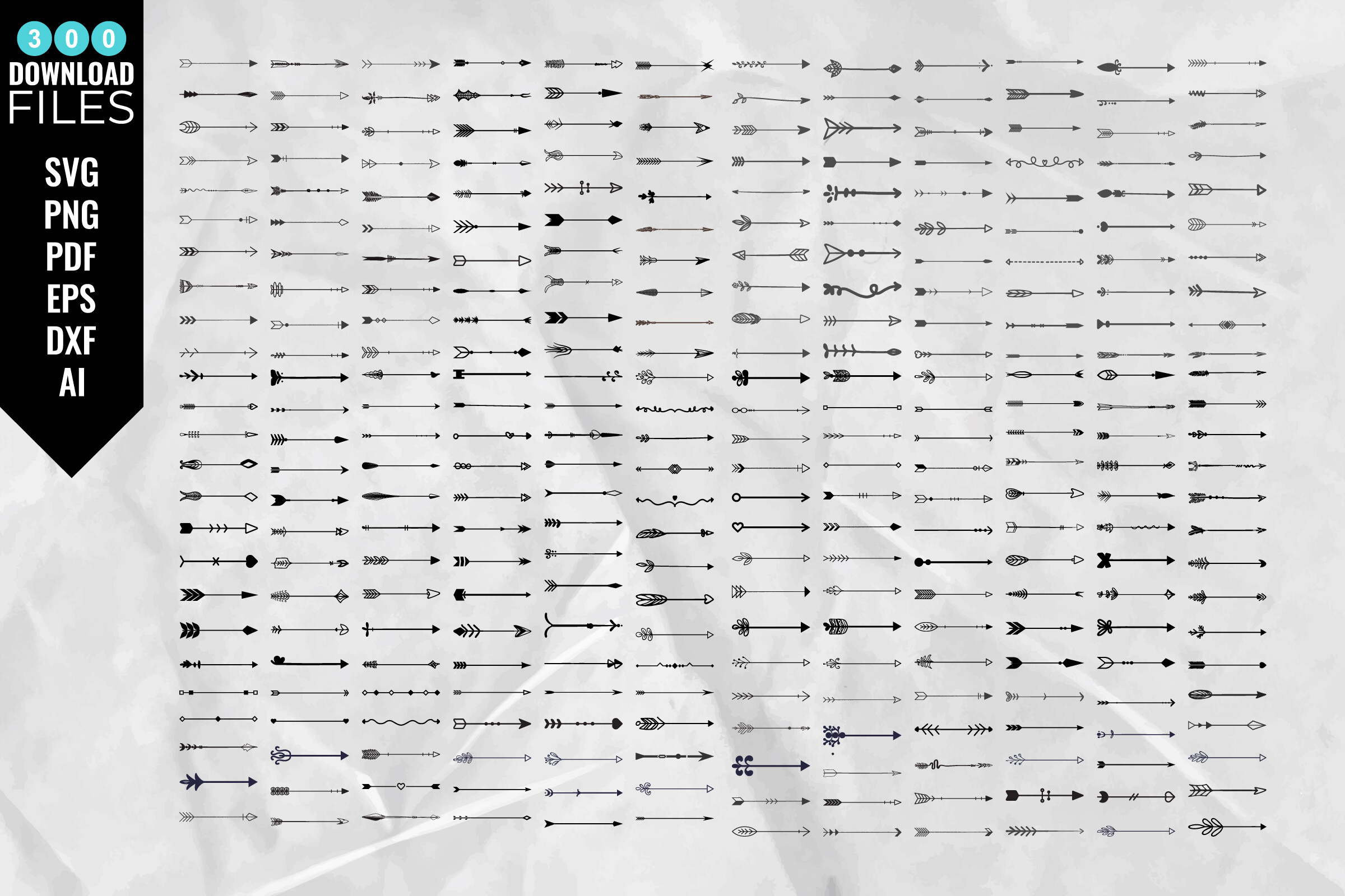 300 Decorative Arrows SVG Bundle