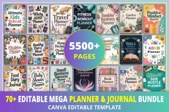 70+ Editable Planner & Journal Bundle