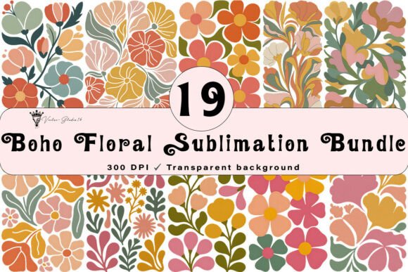 Boho Floral Sublimation PNG Bundle