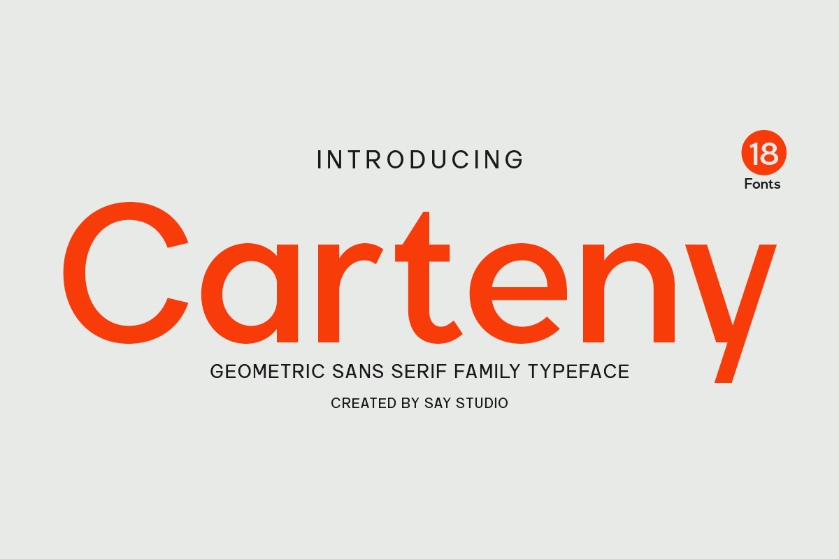 Carteny Geometric Sans Family font preview, modern geometric sans