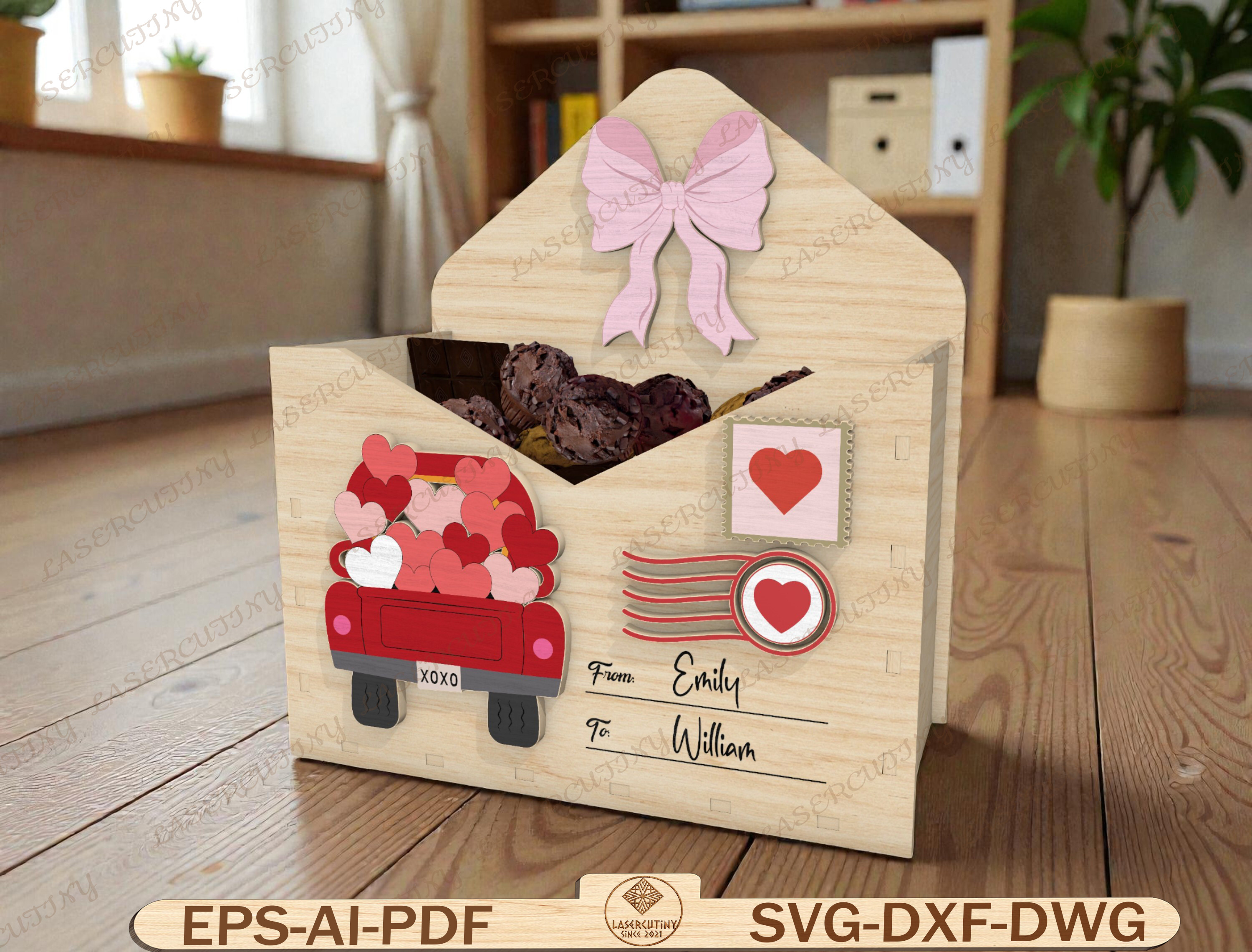 Chocolate Mail Box Laser Cut