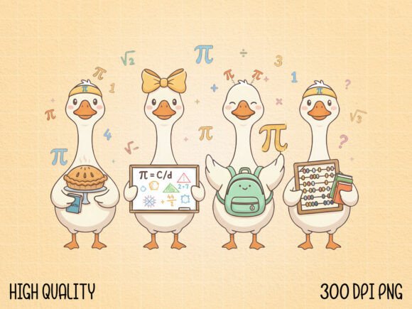 Cute Math Goose Pi Symbols Illustration