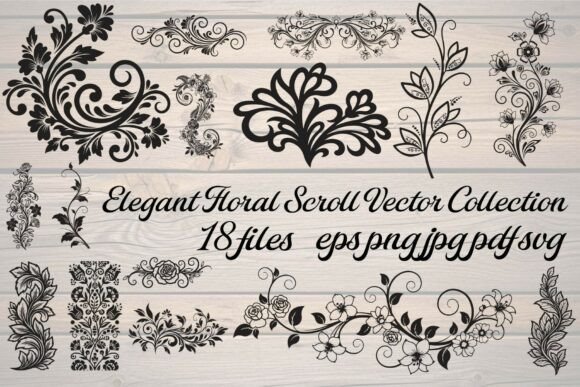 Elegant Floral Scroll Vector Collection