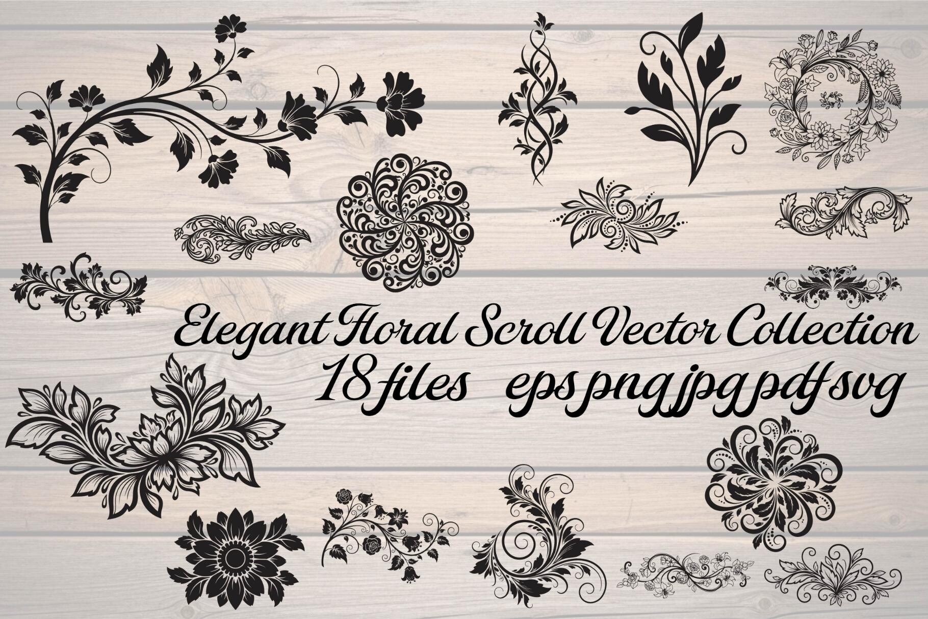 Elegant Floral Scroll Vector Collection
