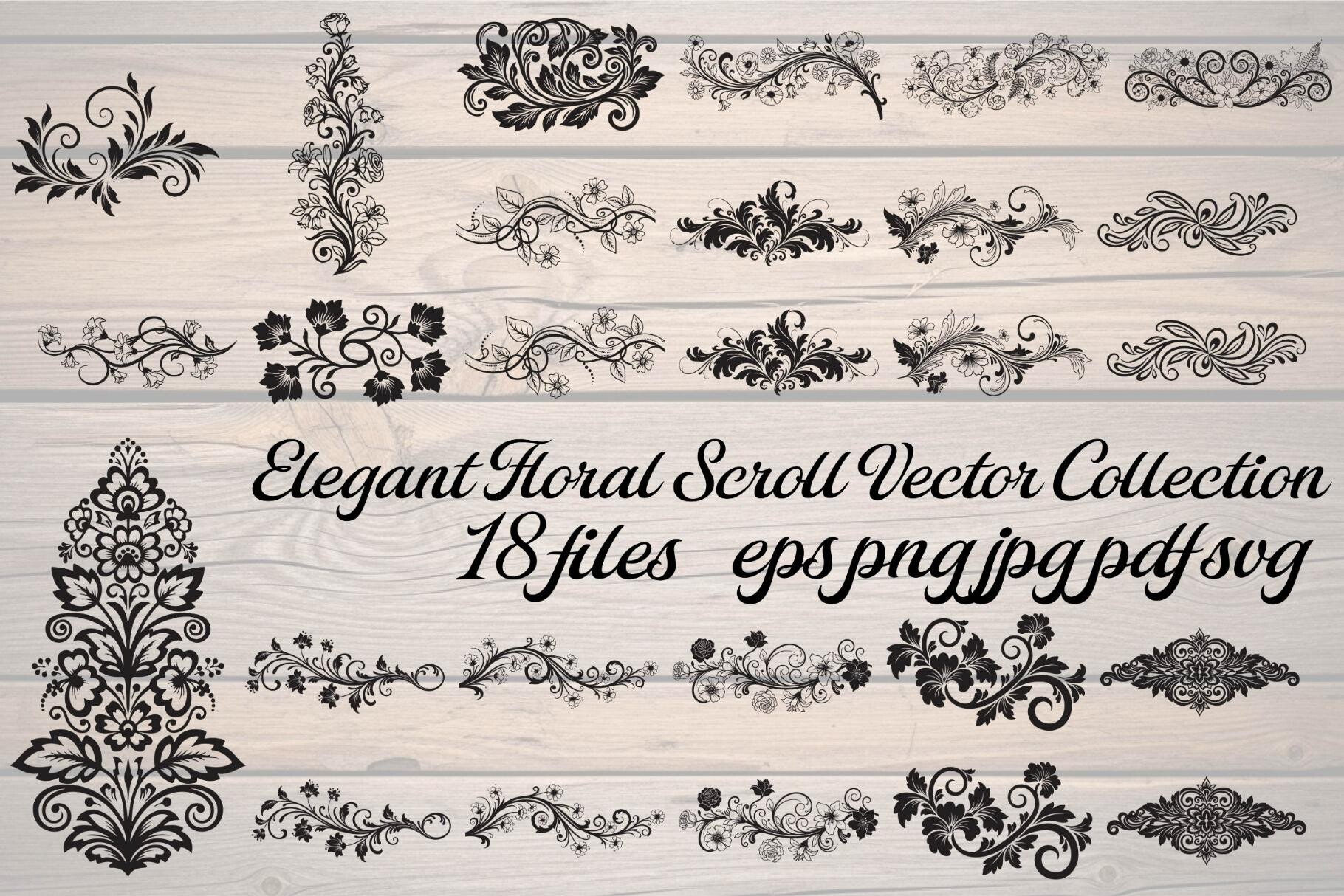 Elegant Floral Scroll Vector Collection