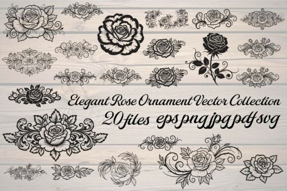 Elegant Rose Ornament Vector Collection