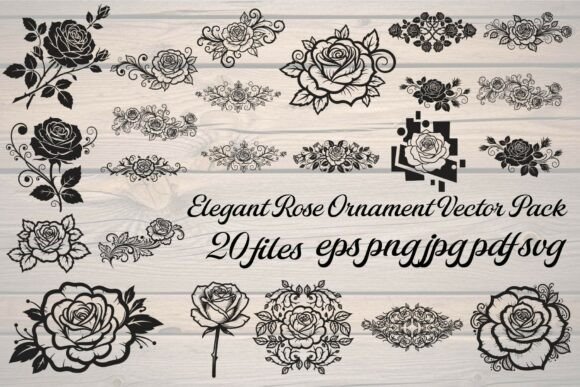 Elegant Rose Ornament Vector Pack