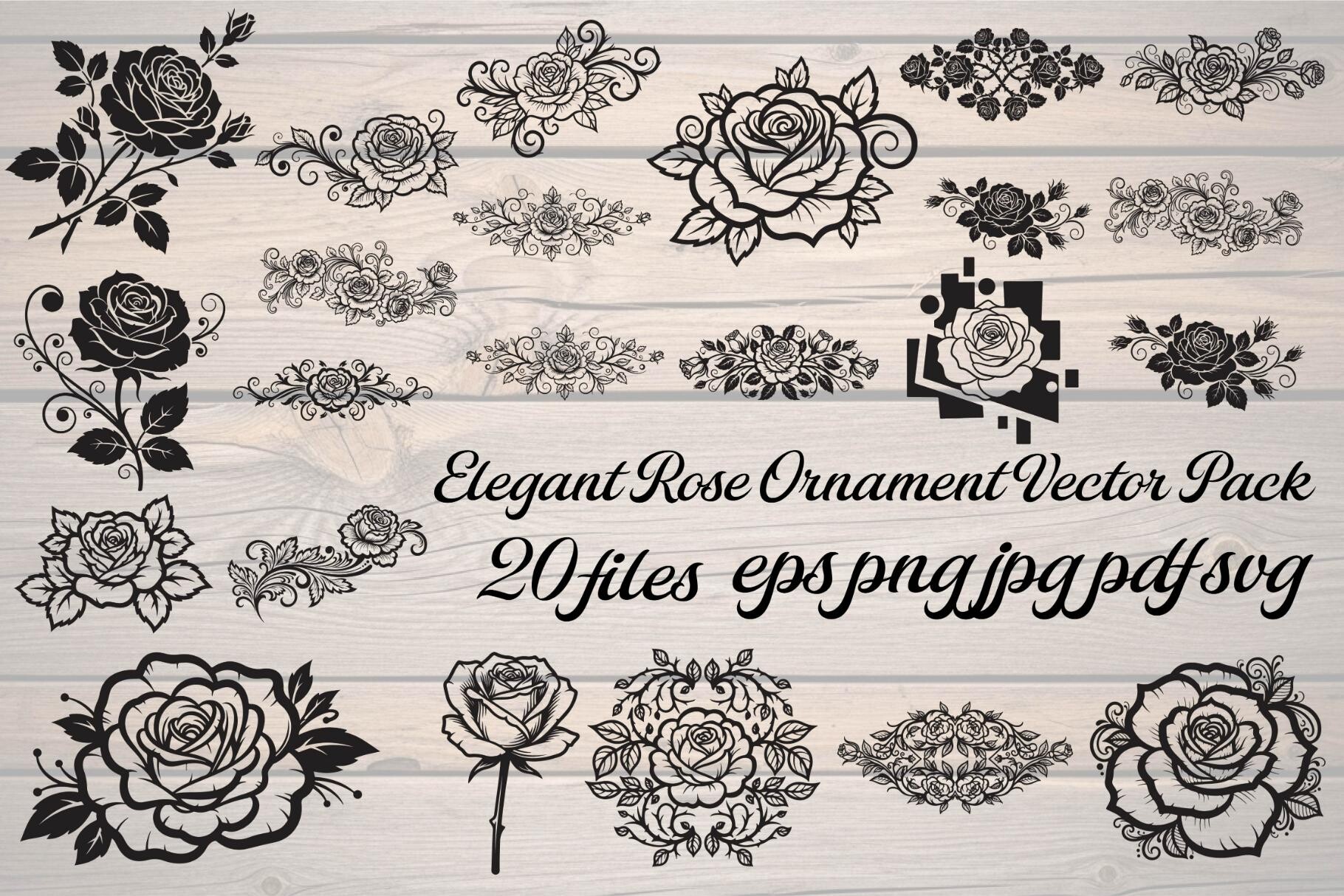 Elegant Rose Ornament Vector Pack