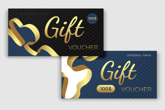 Gift Voucher Design with Golden Ribbon