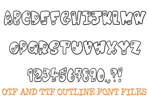 Love Heart Cartoon Font PNG with transparent background - Preview 1