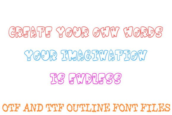 Love Heart Cartoon Font PNG with transparent background - Preview 2