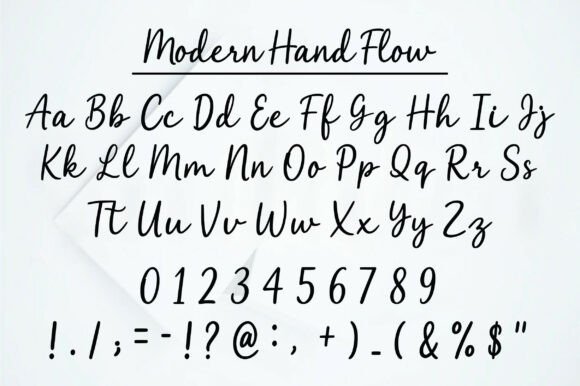 Modern Hand Flow Font PNG with transparent background - Preview 1