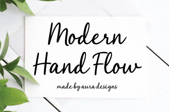 Modern Hand Flow Font PNG with transparent background - Preview 3