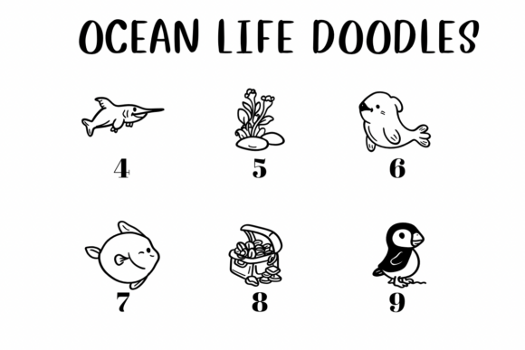 Ocean Life Doodles Font PNG with transparent background - Preview 3