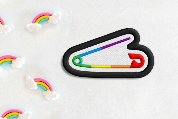 Rainbow Safety Pin Patch ITH Applique