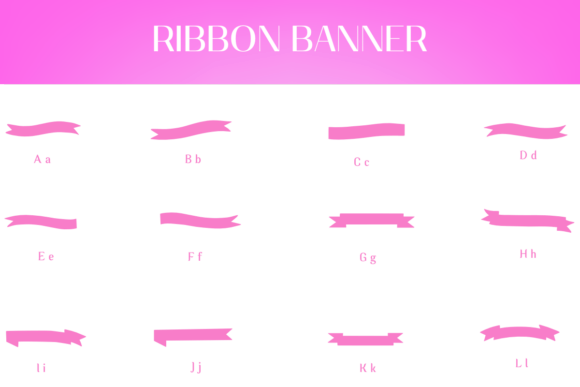 Ribbon Banner Font PNG with transparent background - Preview 1