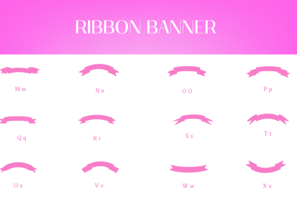 Ribbon Banner Font PNG with transparent background - Preview 2