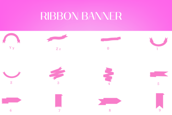 Ribbon Banner Font PNG with transparent background - Preview 3