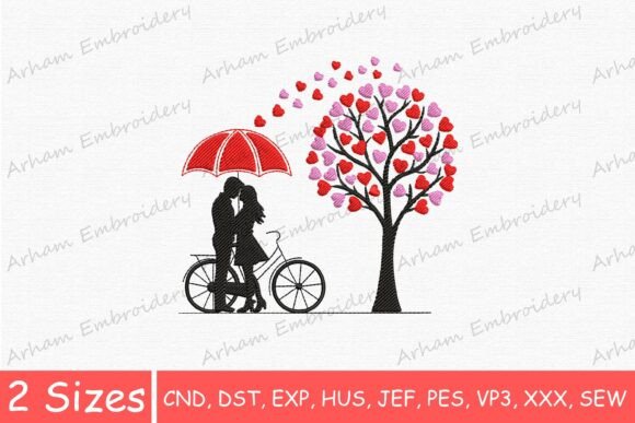 Romantic Couple Under Umbrella and Tree