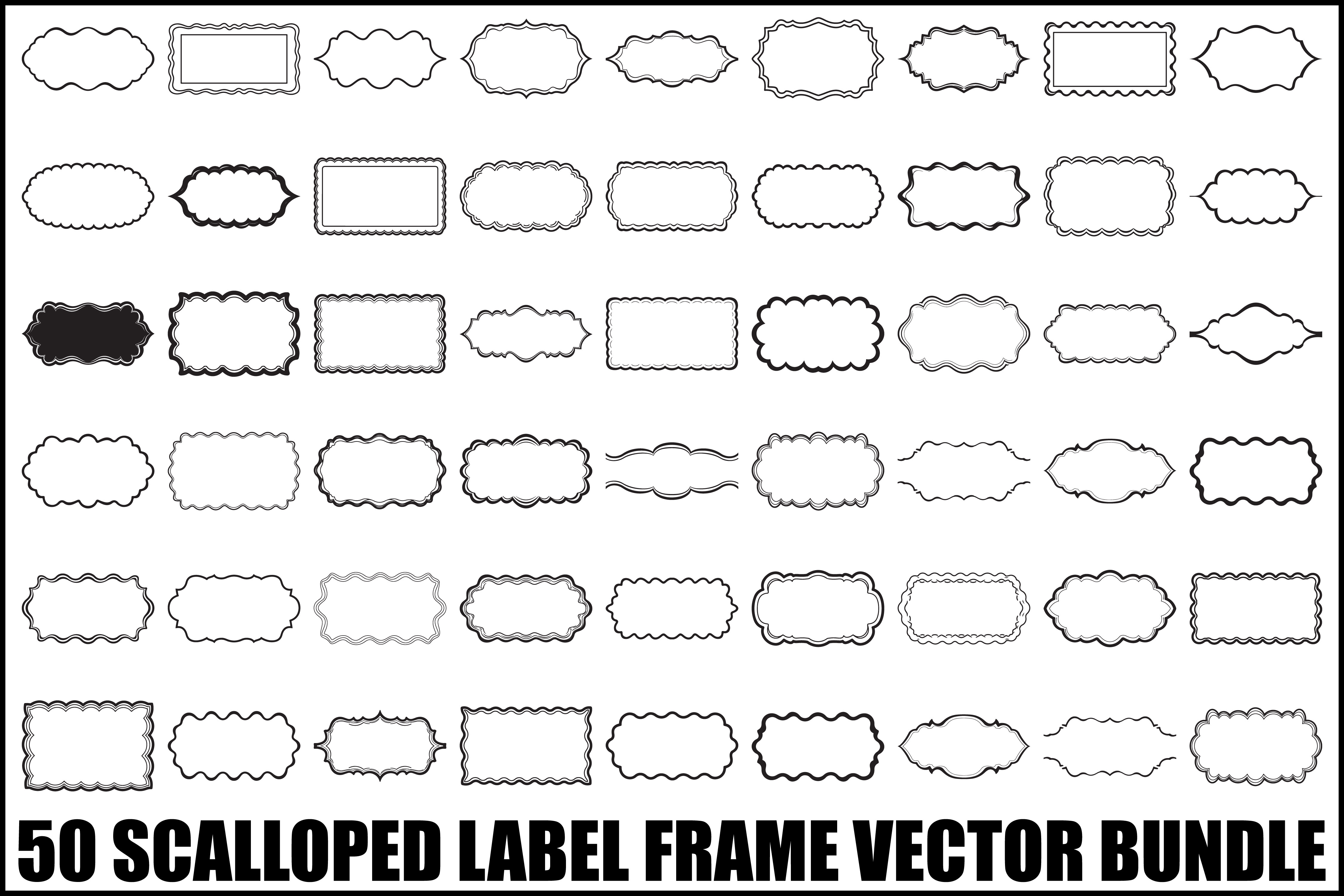 Scalloped Label Frame SVG Bundle