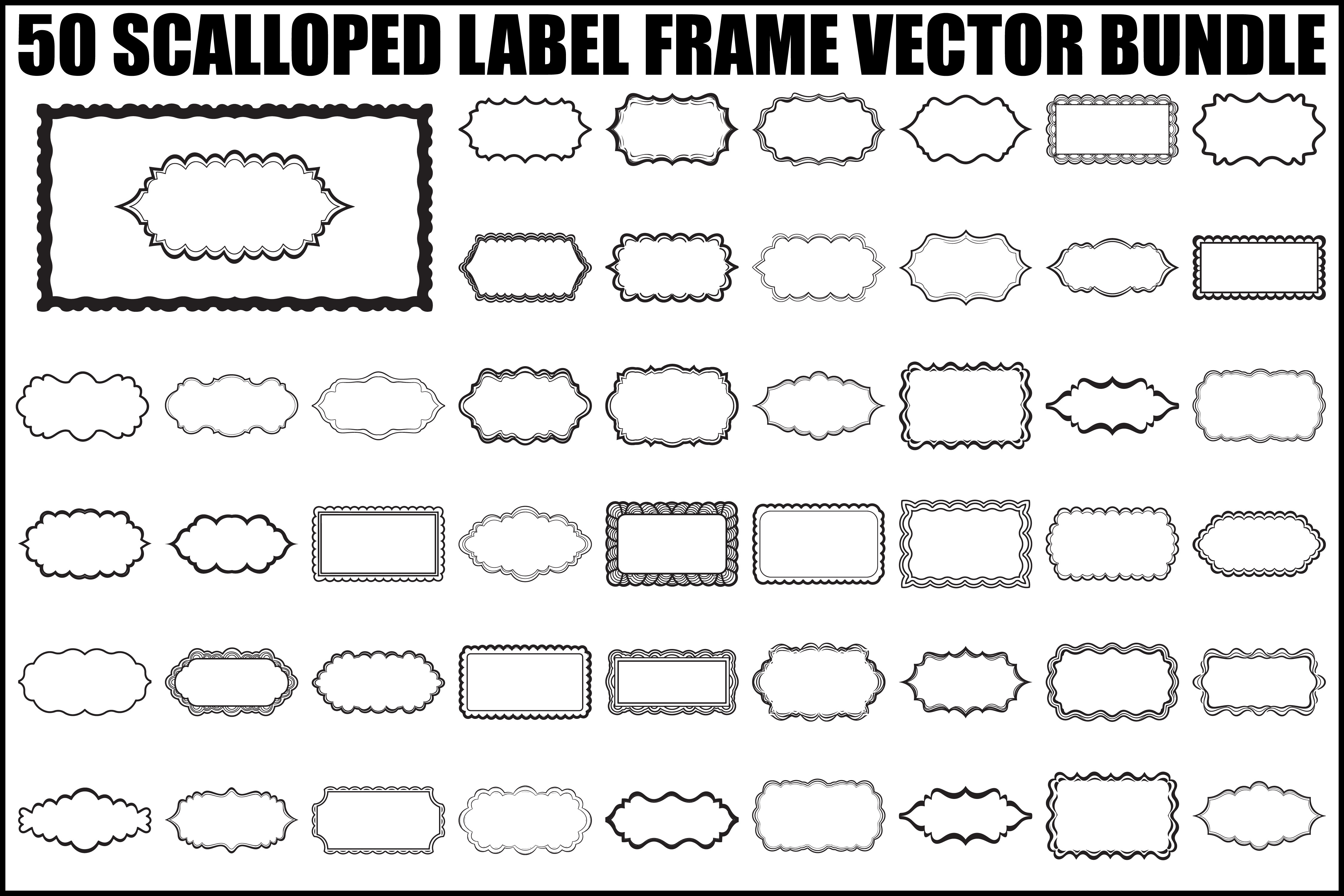 Scalloped Label Frame SVG Bundle