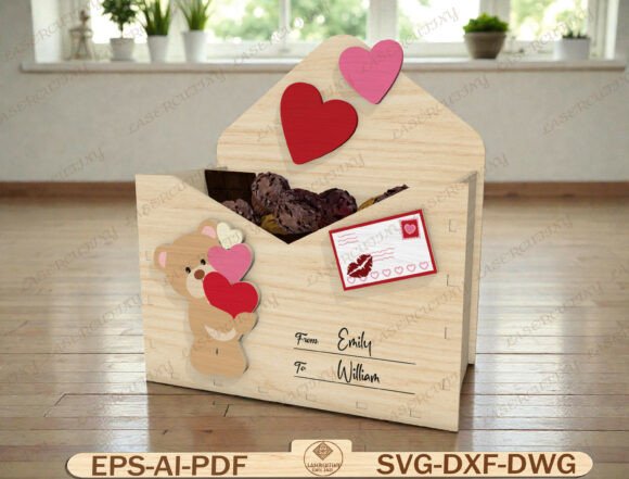 Valentine Envelope Box Laser Cut File