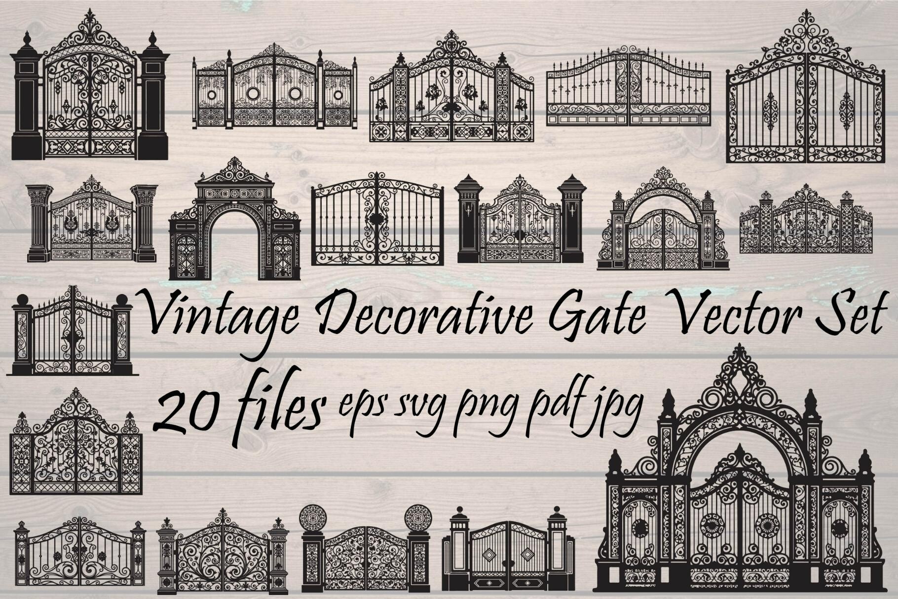 Vintage Decorative Gate Vector Set