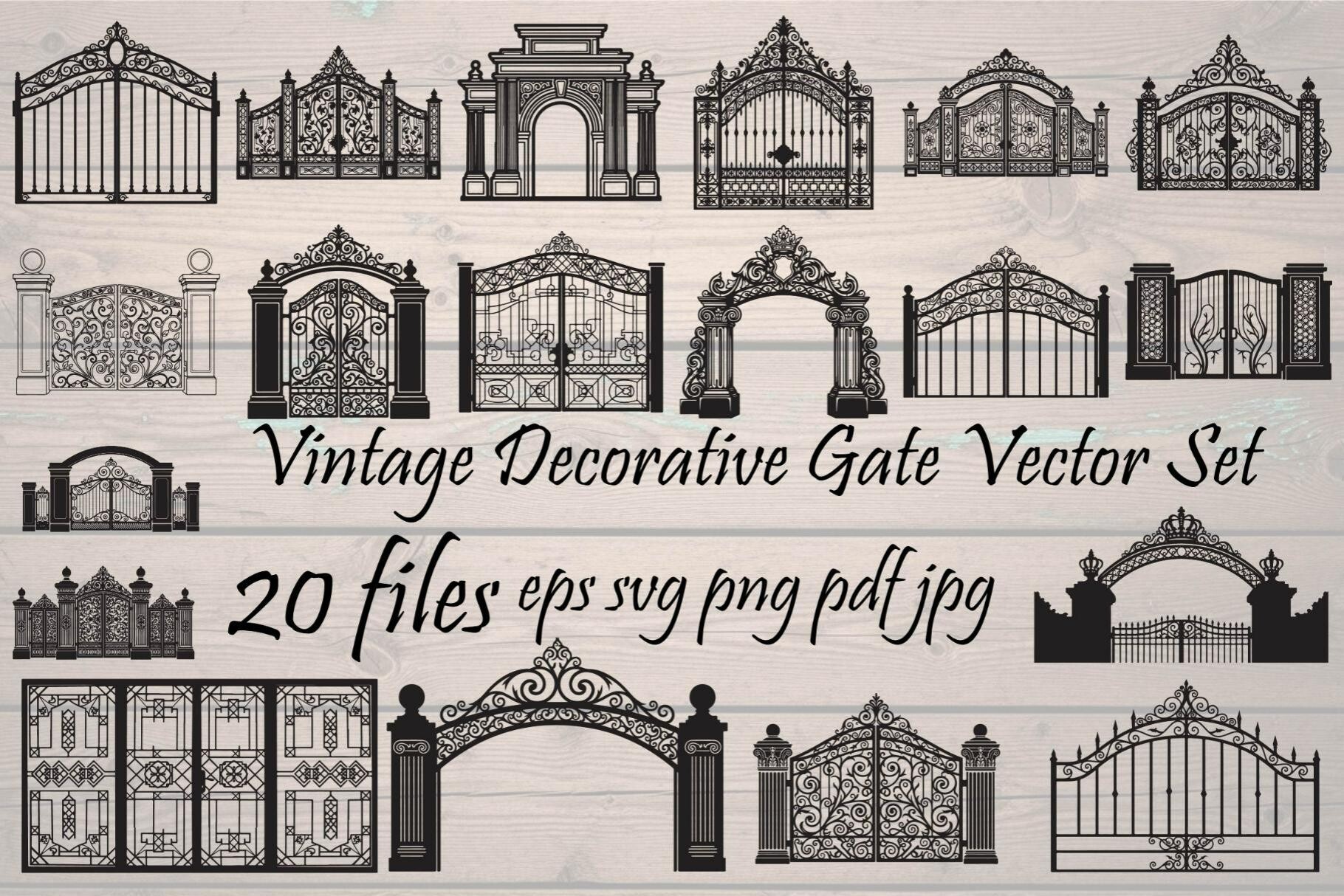 Vintage Decorative Gate Vector Set