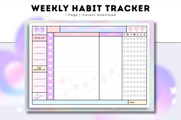 Weekly Habit Tracker Cozy Pastel