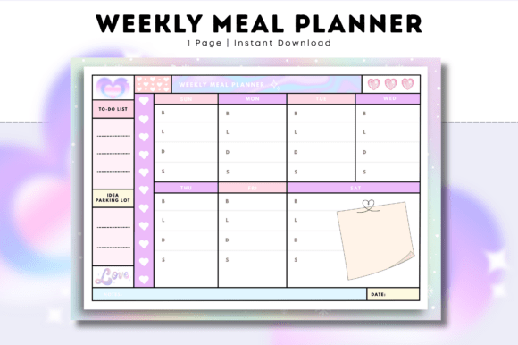 Weekly Meal Planner Cozy Pastel