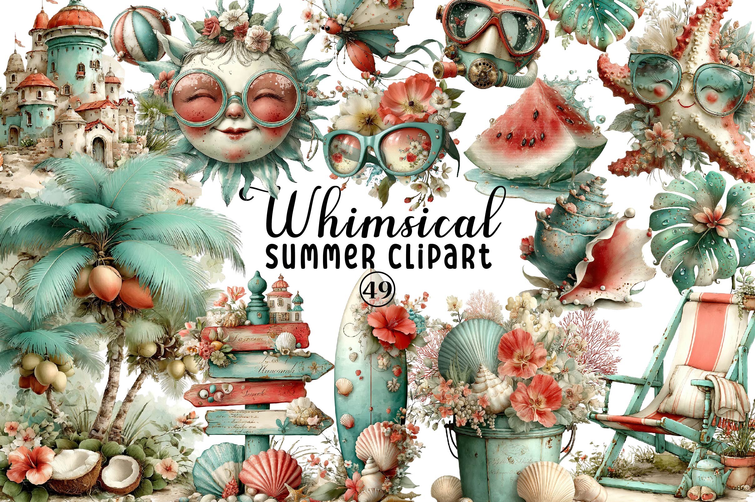 Whimsical Summer Clipart Bundle Graphic by Print Magic · Creative Fabrica