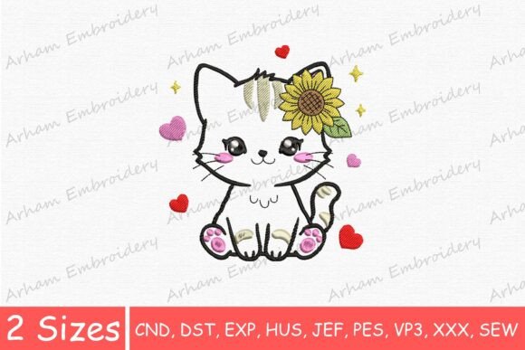 Adorable Cat with Sunflower