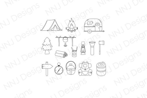 Camping Outline SVG Bundle