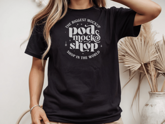 Comfort Colors 1717 Black Shirt Mockup Graphic Apparel Mockups By POD Mockup SHop