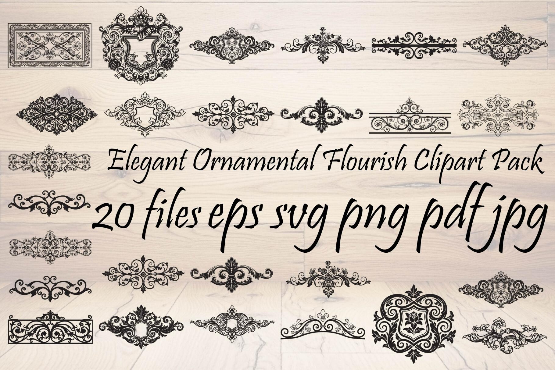 Elegant Ornamental Flourish Clipart Pack