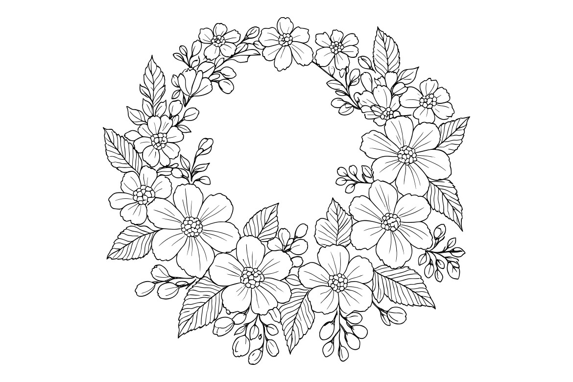 Floral Wreath Hand Embroidery Pattern