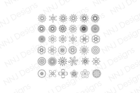 Flower Outline Decorative SVG Set