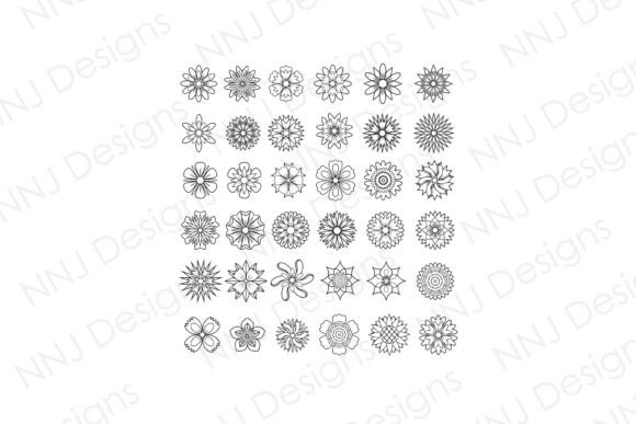 Flower Outline Decorative SVG Set