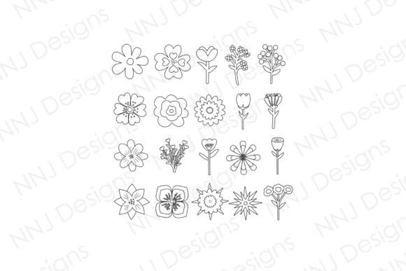 Flower Outline Decorative SVG Set