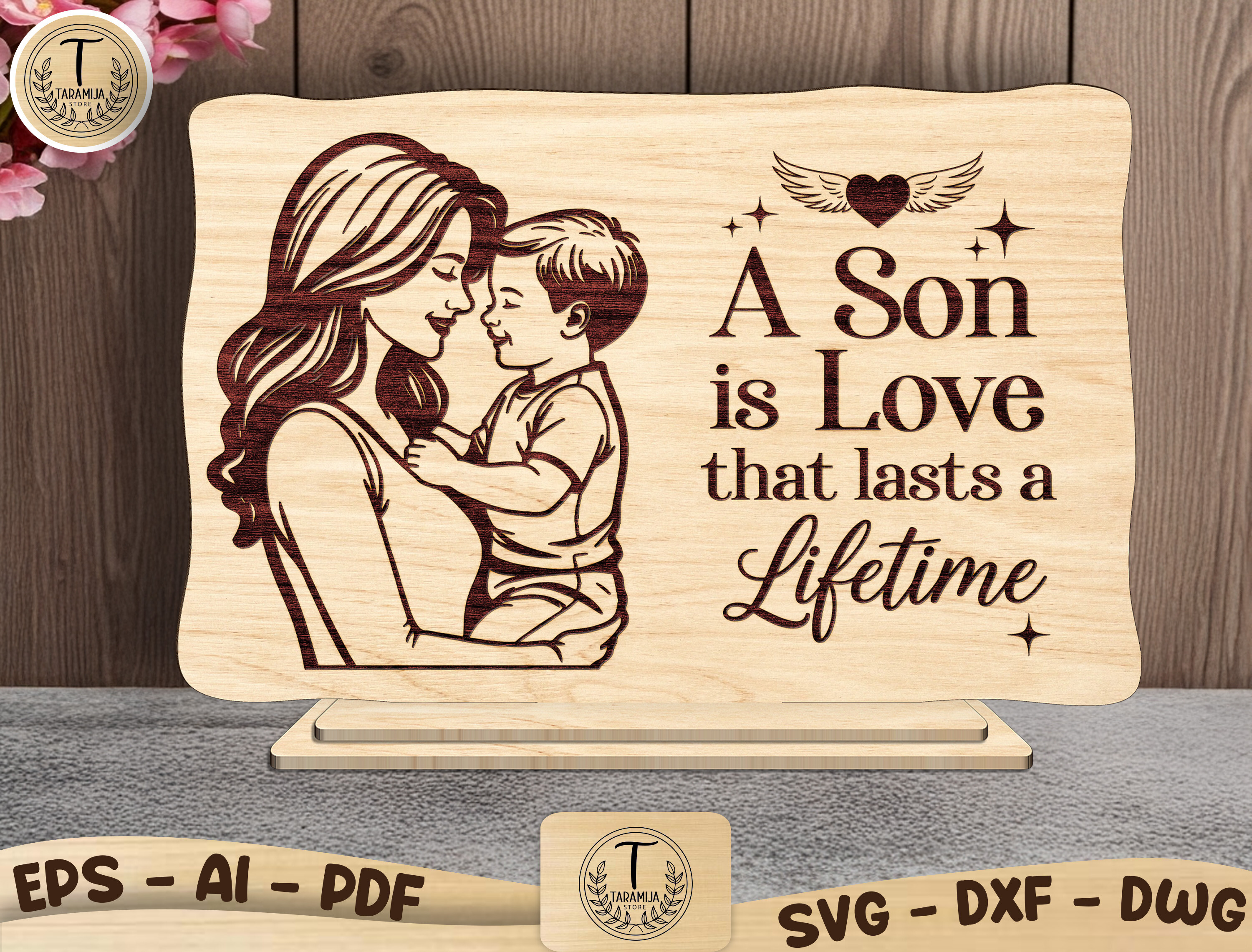 Mother and Son Laser Engraving File