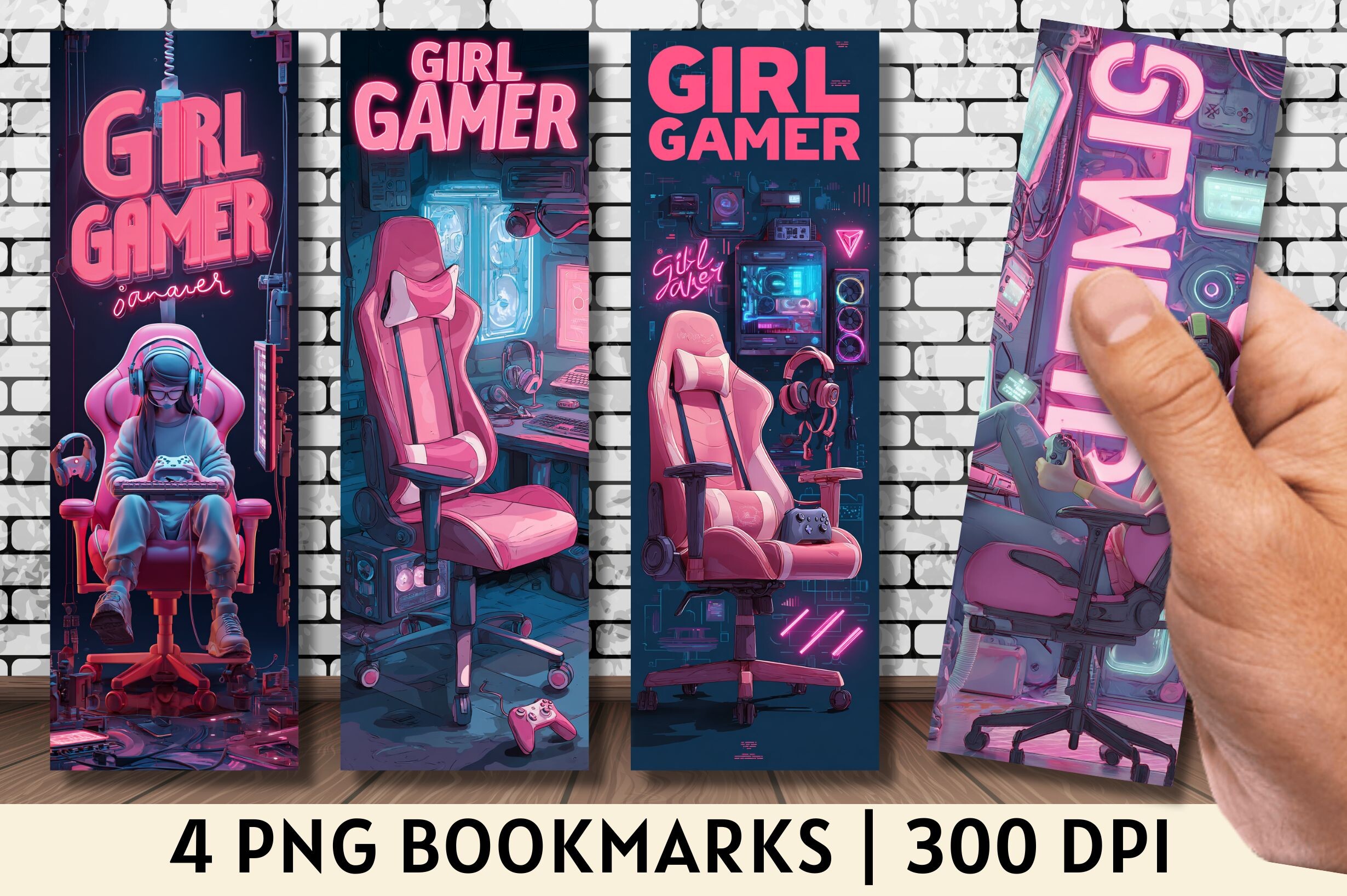 Neon Gaming Room Girl Gamer Bookmarks