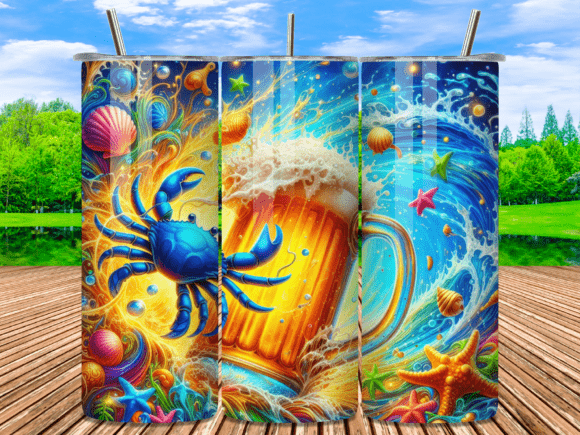 Ocean Blue Crab Sea Beer Tumbler Wrap