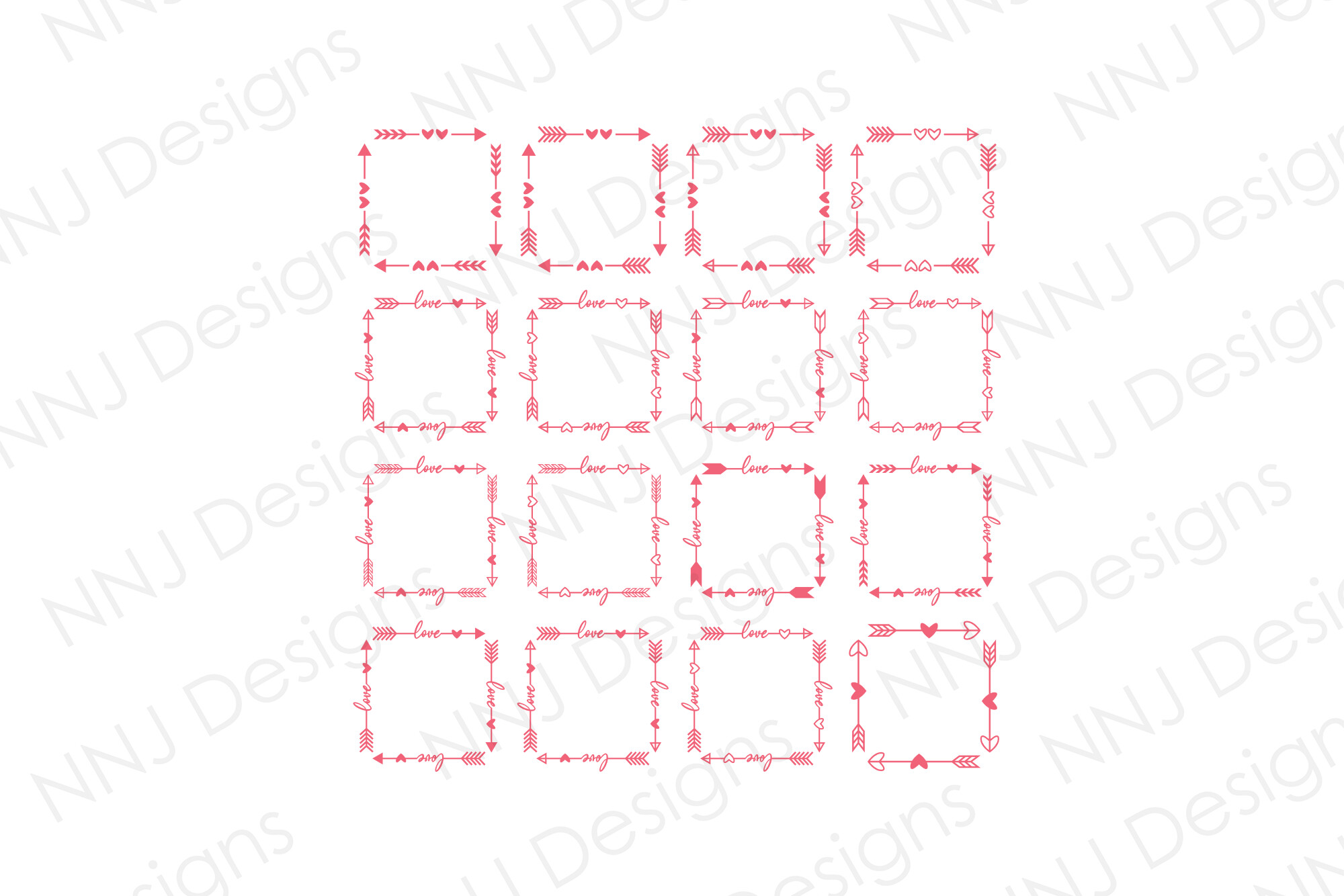 Square Valentine Arrow Border SVG