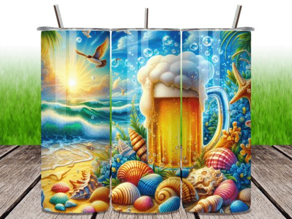 Tropical Beach Seashell Beer Tumbler Wra