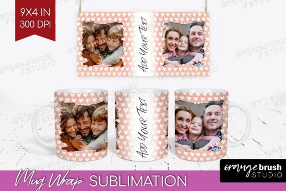Valentines Day Photo Frame Mug Wrap PNG