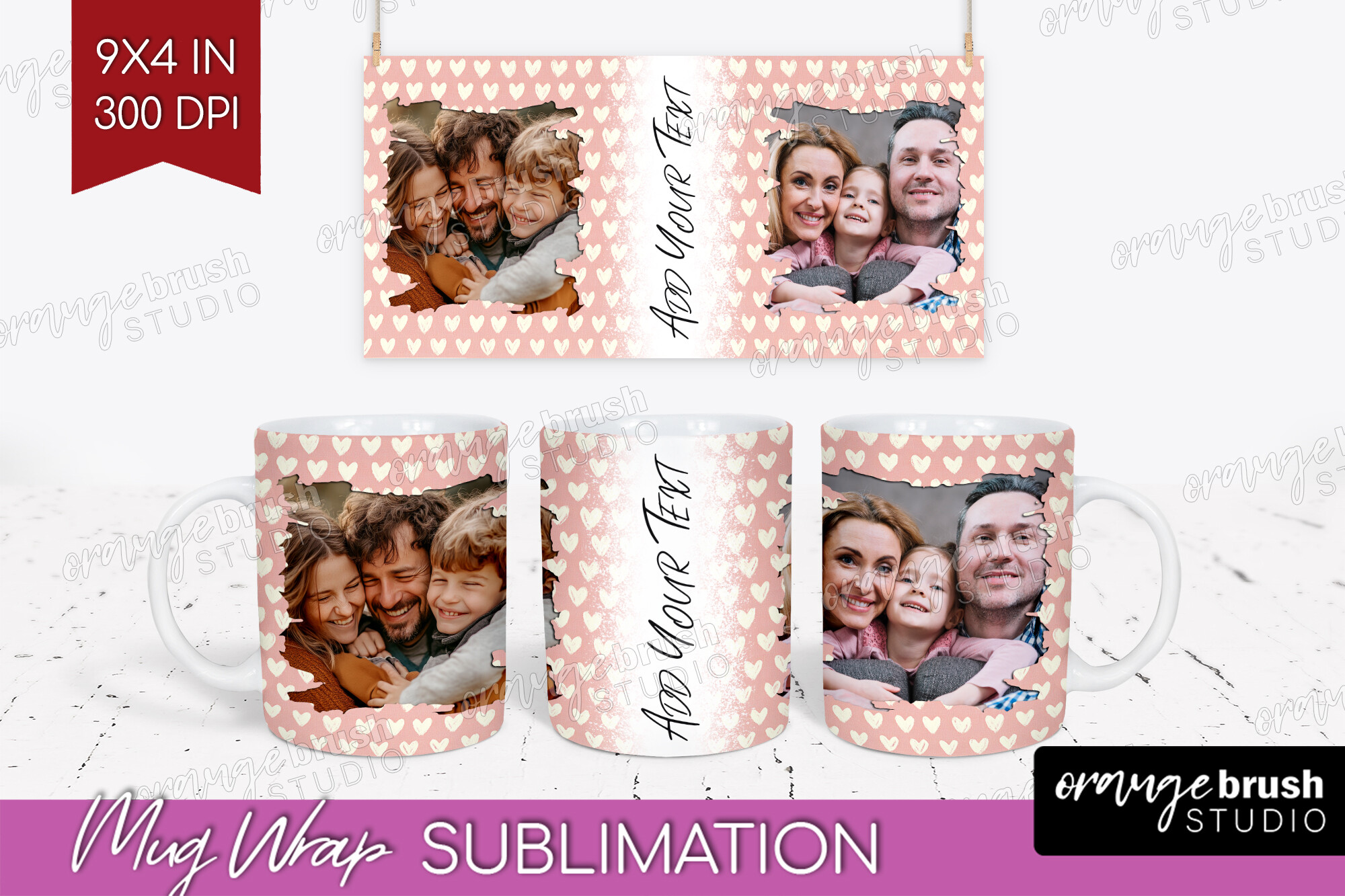 Valentines Day Photo Frame Mug Wrap PNG